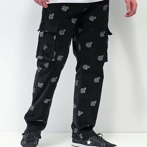 Odd Future Other - Odd Future All Over Embroideries Black Corduroy Cargo Pants